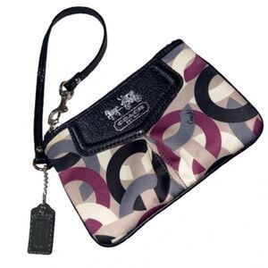Coach Madison signature multicolor satin wristlet Like New